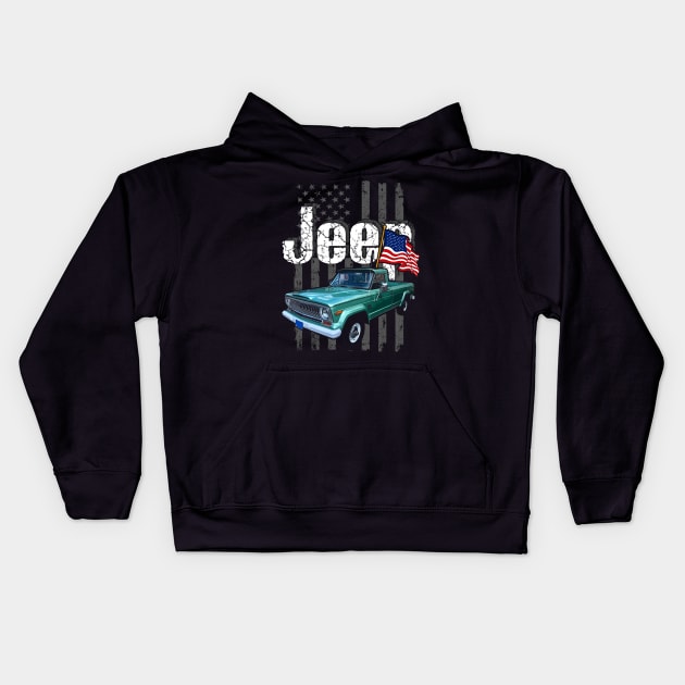 Jeep Gladiator J series Jeepcar JEEP Flag Kids Hoodie by alex77alves